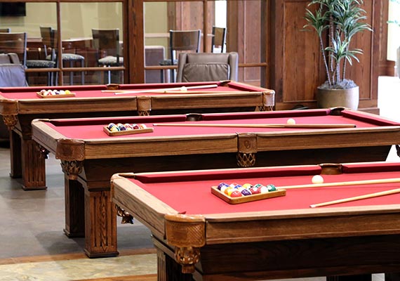 The Larry & Suzy Lemon Gaming Room provides an opportunity for students to interact and have fun with fellow residents, and is equipped with pool tables, ping pong tables, and other games for residents to enjoy.